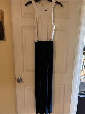 Tommy Hilfiger Classic Cream and Dark Navy wide leg Pantsuit